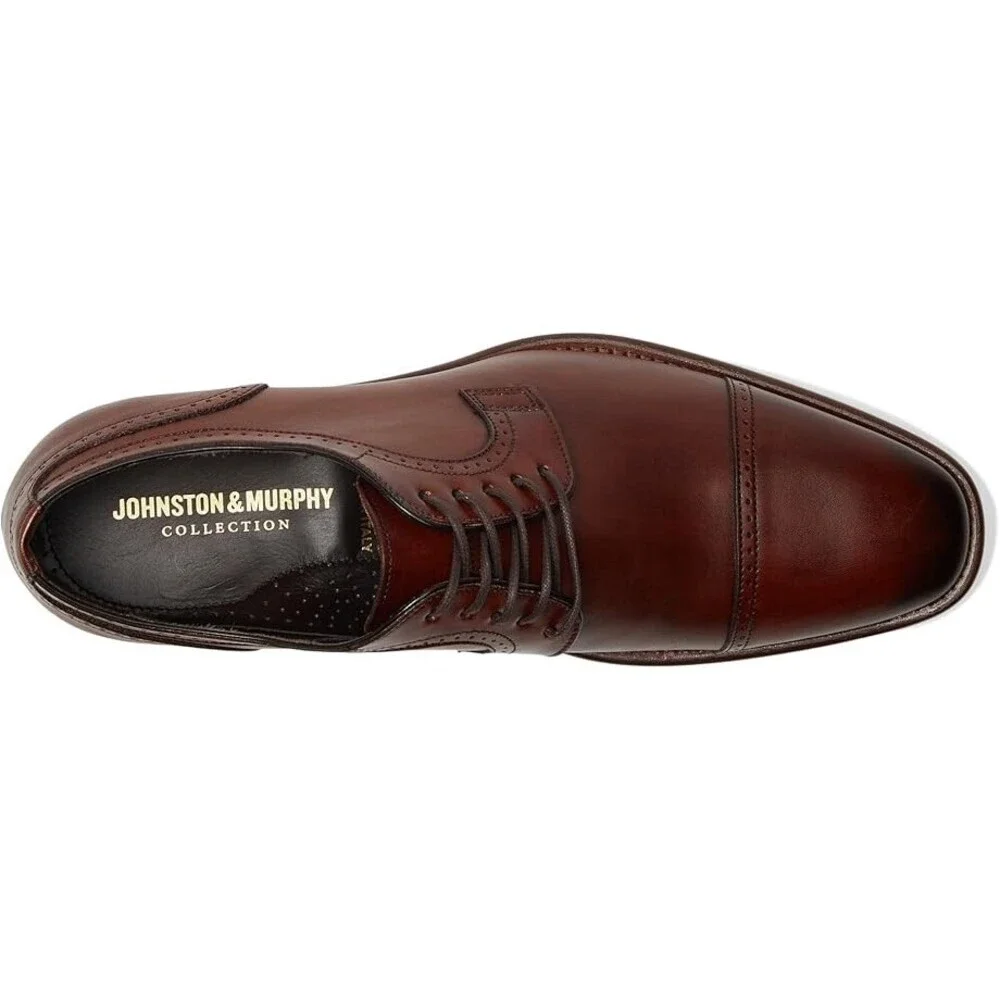 Johnston & Murphy Cormac Oxford Mens 11 Brown Leather Cap Toe Dress Shoes VER401